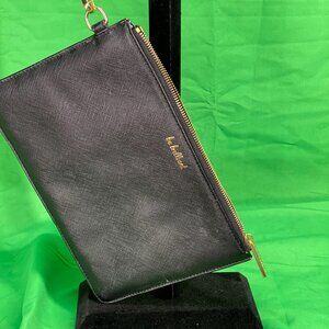 Small Black Hand bag gold zipper ad chain Katie Laxton London